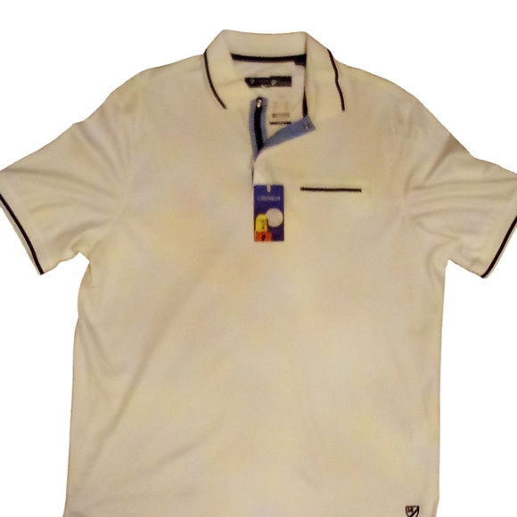 Cremieux Yacht Club Polo Shirt, White W/ Navy Trim, Faux Pocket, Collared... - Picture 10 of 12
